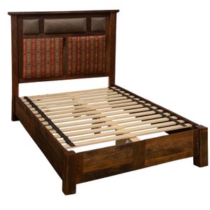 Barnwood Upholstered Bed with Rail System - Cal King - Standard Leather 3