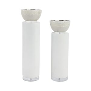 BECKETTWIND SET OF 2 WHITE CANDLE HOLDER 13 (IN) 5