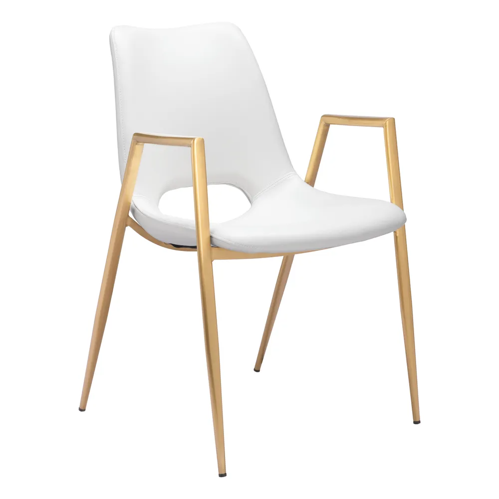 Desi Dining Chair White & Gold