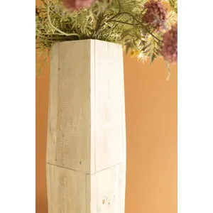 Set of 2 White-Washed Tall Oblong Wooden Vases 2