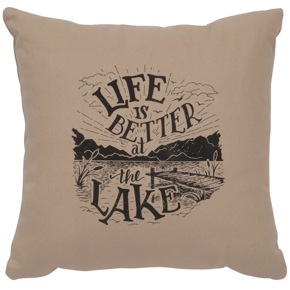 Image Pillow - Life is Better - Cotton Alabaster