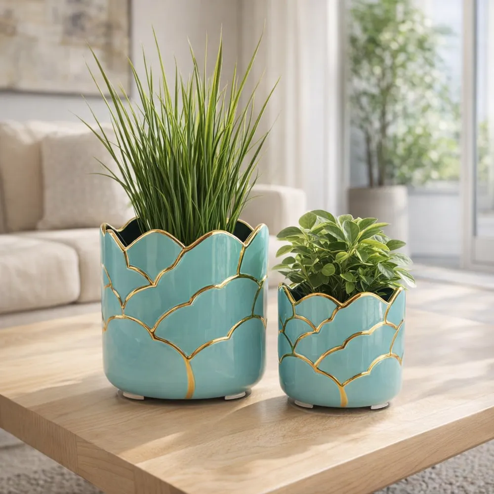 BRIGHTONROSE SET OF 2 BLUE PLANTER 7 (IN)