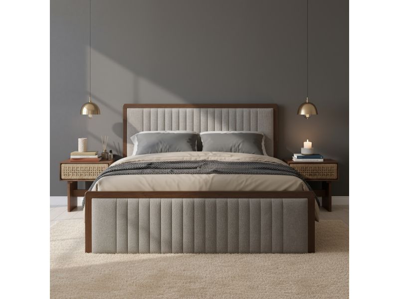 Somune King Bed Gray & Walnut 11