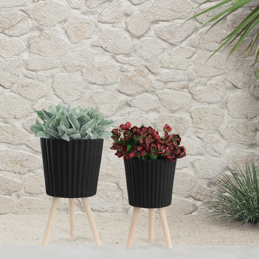 GLASTONCREST SET OF 2 BLACK PLANTER 21 (IN)