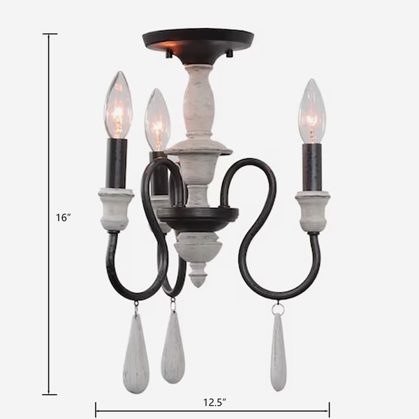 Brownell 12.5'' Wide 3-Light Semi Flush Mount - Anvil Iron