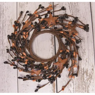 Black and Tan Vintage Tin Star 2.5in Candle Ring