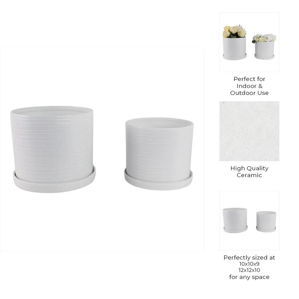 REEDBURN SET OF 2 WHITE PLANTER 11 (IN)