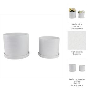 REEDBURN SET OF 2 WHITE PLANTER 11 (IN) 10