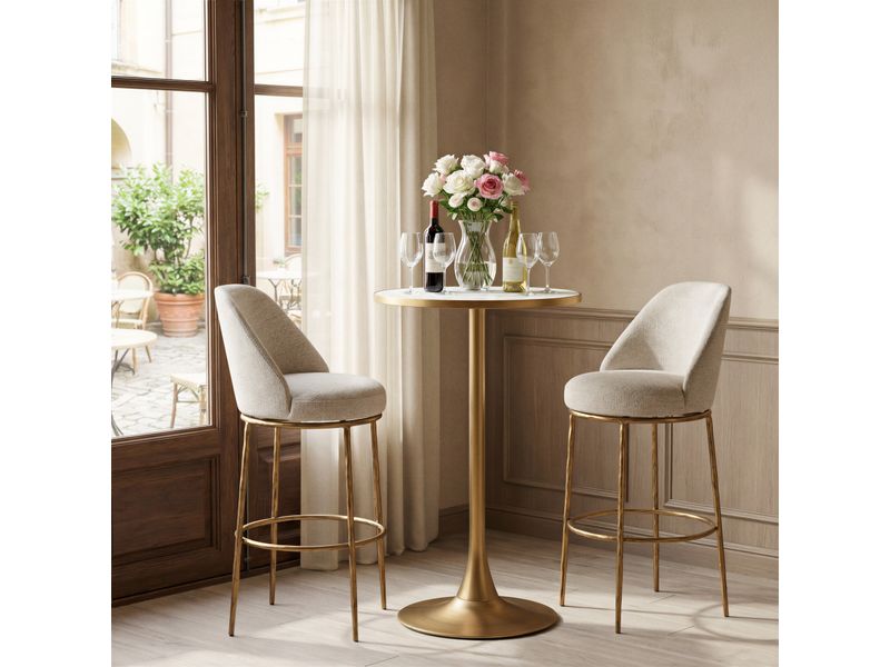 Nordhavn Swivel Barstool Beige & Gold 11