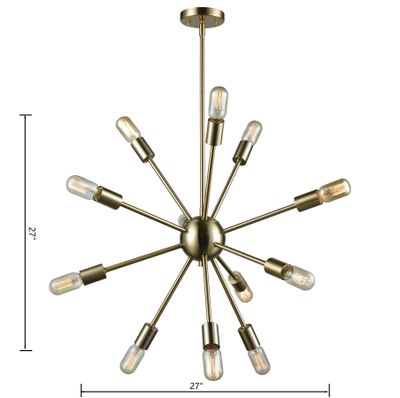 Delphine 27'' Wide 12-Light Chandelier - Satin Brass