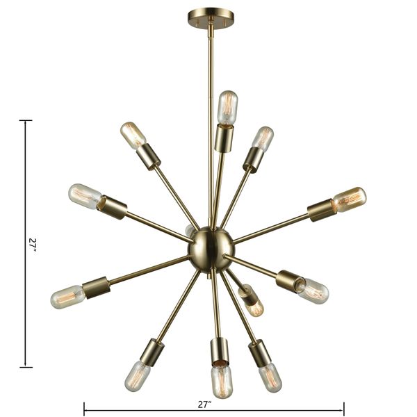 Delphine 27'' Wide 12-Light Chandelier - Satin Brass