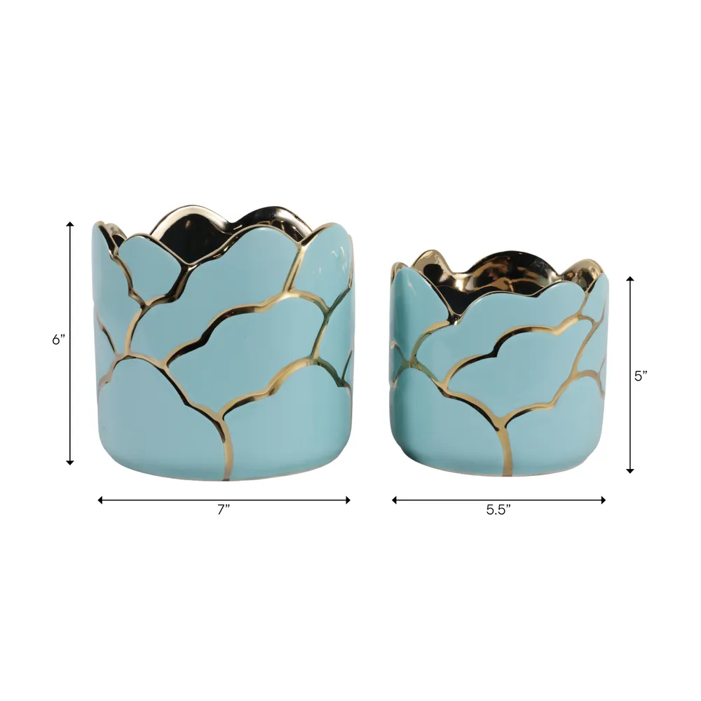 BRIGHTONROSE SET OF 2 BLUE PLANTER 7 (IN)