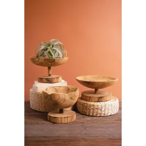 Set of 3 Wooden Compotes 1
