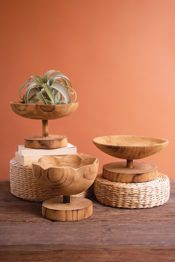 Set of 3 Wooden Compotes