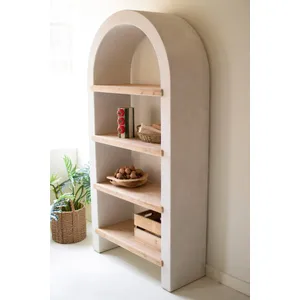 Textured Arched Shelving Unit with Four Wooden Shelves 5