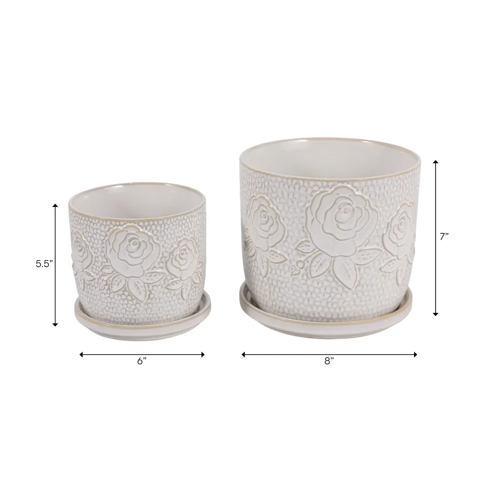 HOBARTGATE SET OF 2 IVORY PLANTER 7 (IN)
