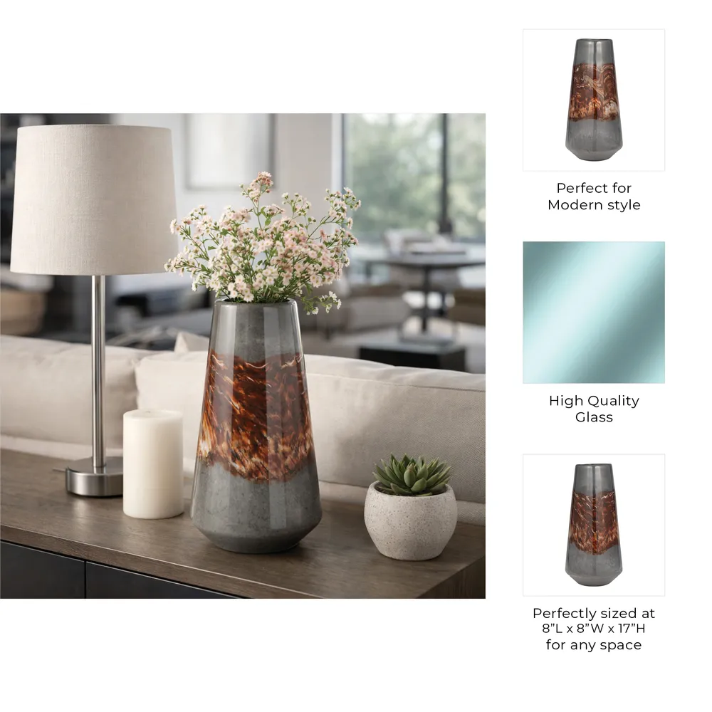 EVERTONVALE BLACK GLASS VASE 17 (IN)