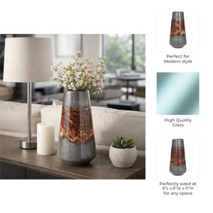 EVERTONVALE BLACK GLASS VASE 17 (IN) 9