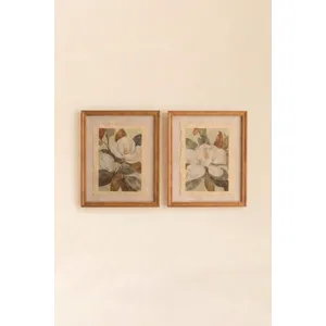 Set of 2 Framed Magnolia Prints Under Glass 3