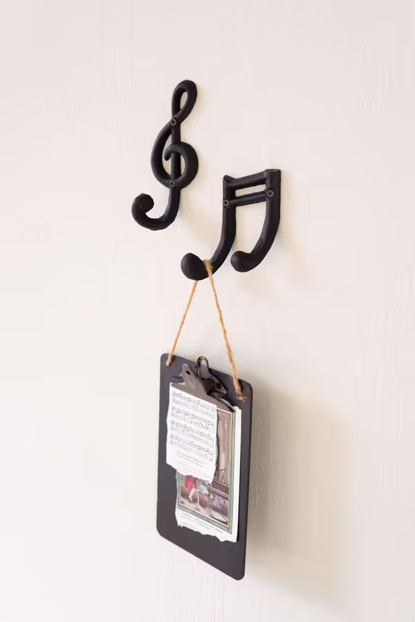 Set of 2 Cast Iron Musical Notes Hooks