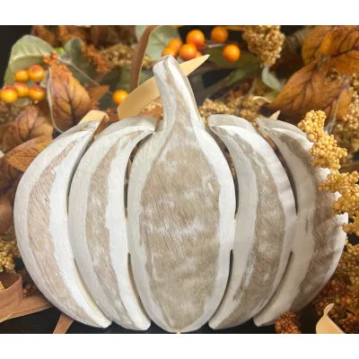 Whitewashed Pumpkin Sitter 7x6in