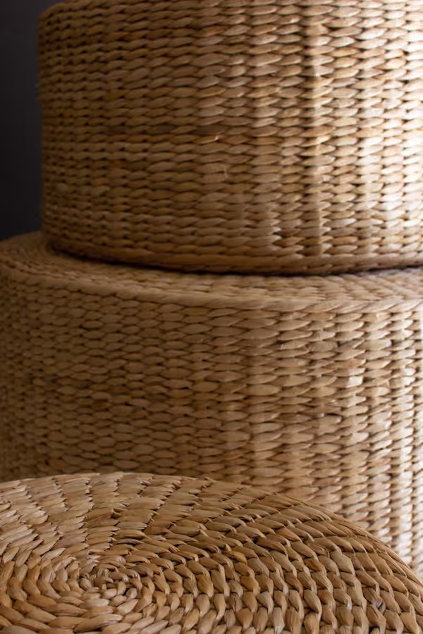 Set of 3 Round Natural Seagrass Risers