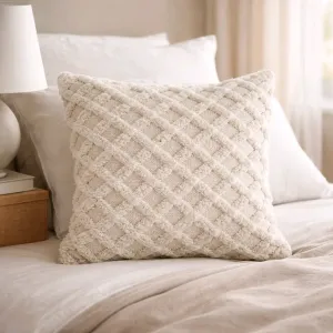 Beige Square Waffle Pillow 15.5x15.5x1in 2