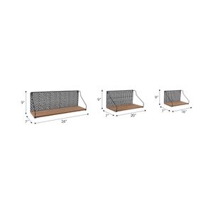 SOLHOLM SET OF 3 BROWN WALL SHELF 9 (IN) 8