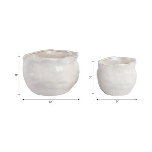 DRAPERSTONE SET OF 2 WHITE PLANTER 9 (IN) 8