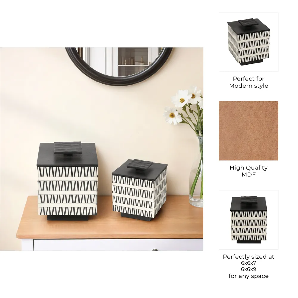 TANNERWIND SET OF 2 BLACK BOXES 9 (IN)