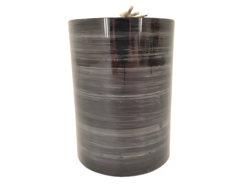 4" Black Brush Pillar Candle 2