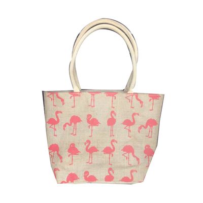 WHITE HIP BAG W ROPE STRAP & JUTE - PINK