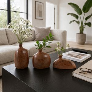 BENTONFIELD SET OF 3 BROWN VASES 9 (IN) 10