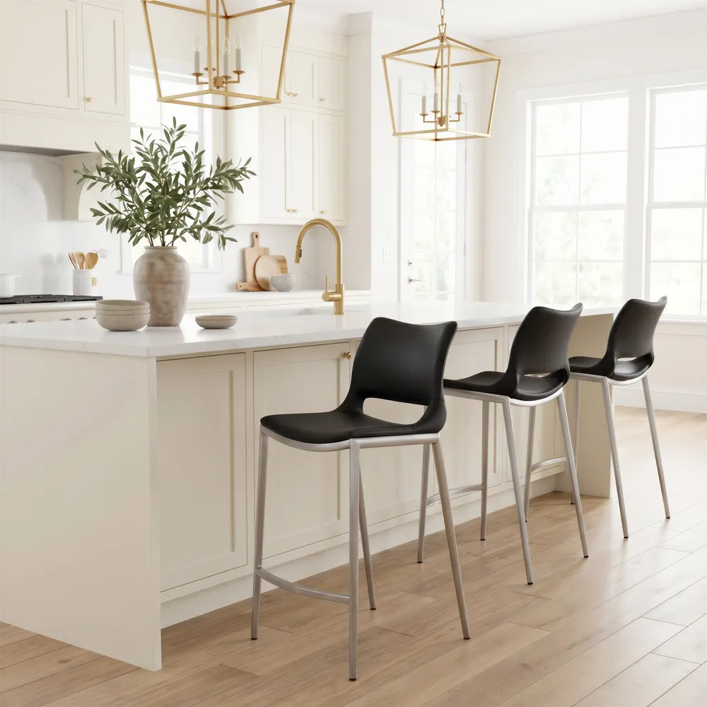 Ace Counter Stool Black & Silver