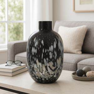 LUKEVIEW BLACK GLASS VASE 23 (IN) 2
