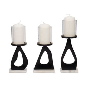 PALMERLAKE SET OF 3 BLACK CANDLE HOLDER 15 (IN) 3