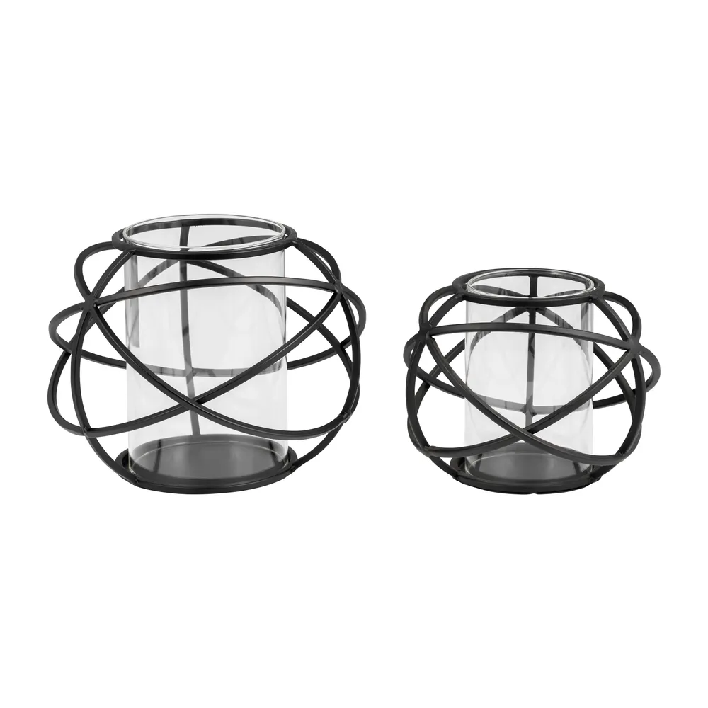 HARMONWICK SET OF 2 BLACK CANDLE HOLDER 6 (IN)