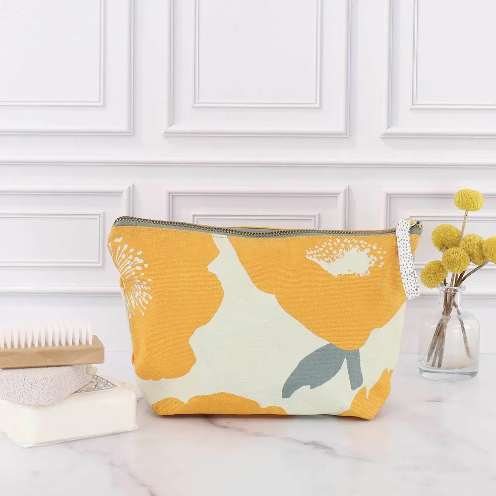 Poppies Gold Medium Essential Canvas Pouch