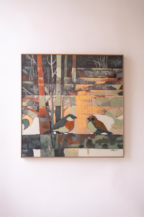 Framed Two Birds Painting