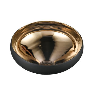 Greer Bowl - Tall Black and Gold Glazed