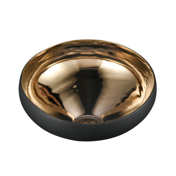 Greer Bowl - Tall Black and Gold Glazed