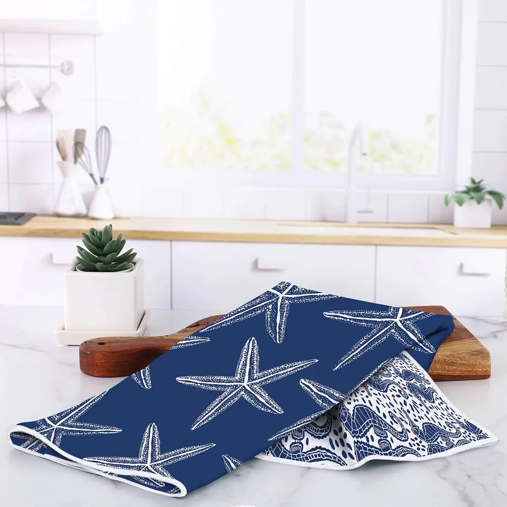 Starfish Navy Eco Kitchen Tea Towel