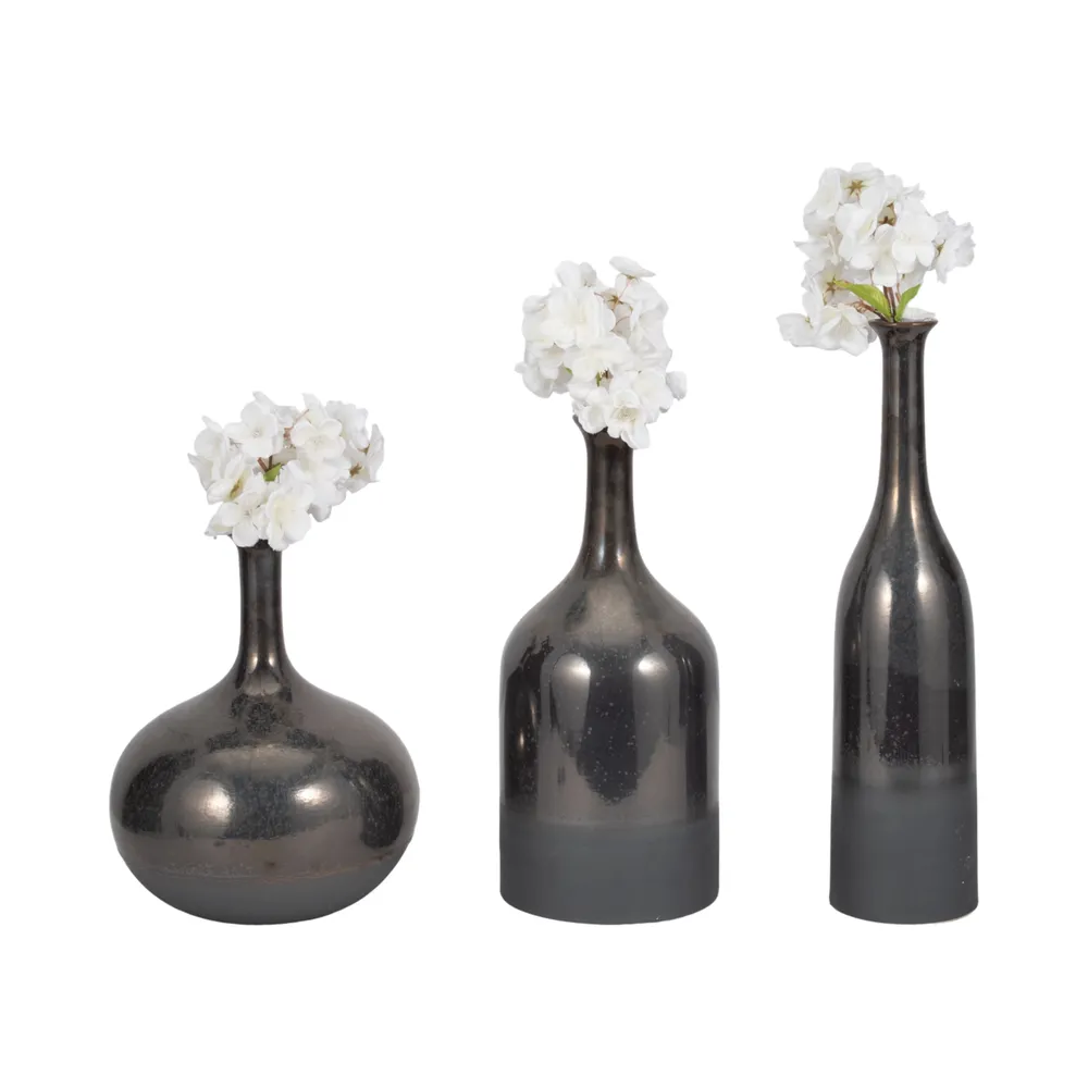 MAXLAKE SET OF 3 BRONZE VASES 18 (IN)