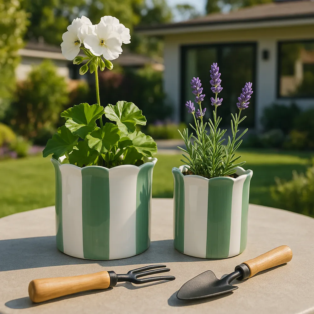 RAFESHAW SET OF 2 GREEN PLANTER 7 (IN)