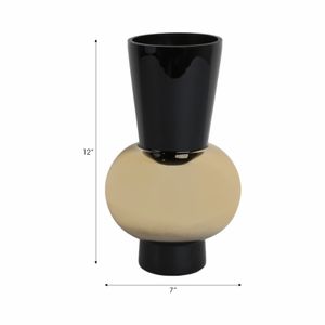 TRENTONMORE BLACK GLASS VASE 12 (IN) 8