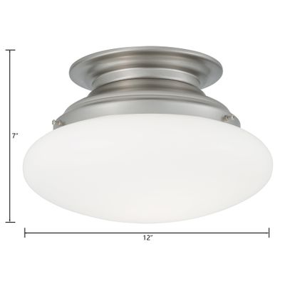 Clayton 12″ Wide 2-Light Flush Mount - Brushed Nickel