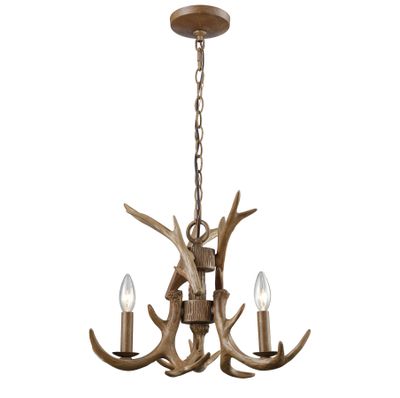 Elk 18″ Wide 3-Light Chandelier - Wood Tone