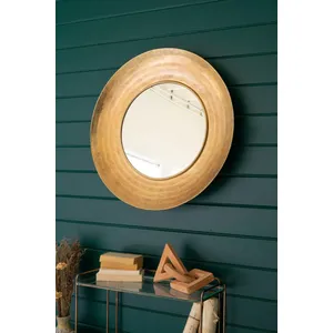 Round Hand-Hammered Antique Brass Framed Mirror 4