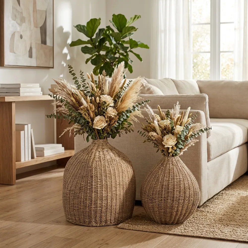 WYLERMORE SET OF 2 TAN VASES 21 (IN)