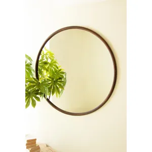 Round Wood Framed Mirror 1